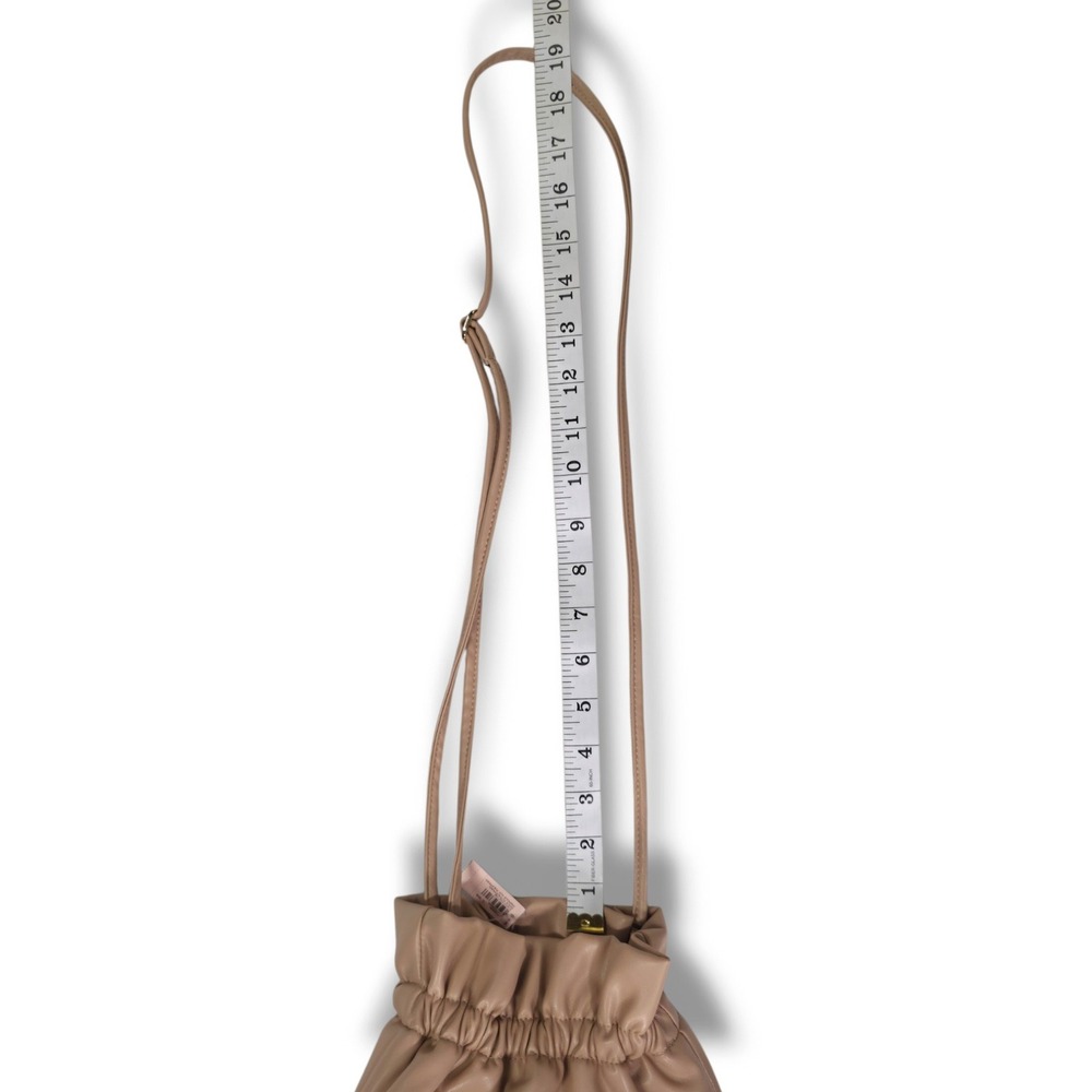 Victorias Secret Mini Bucket Bag Ruched Faux Leather Beige Crossbody NWT - Picture 9 of 10